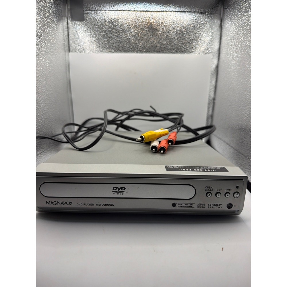 Magnavox MWD200GA DVD Player Silver Dolby Digital Spatializer W/Remote Tested